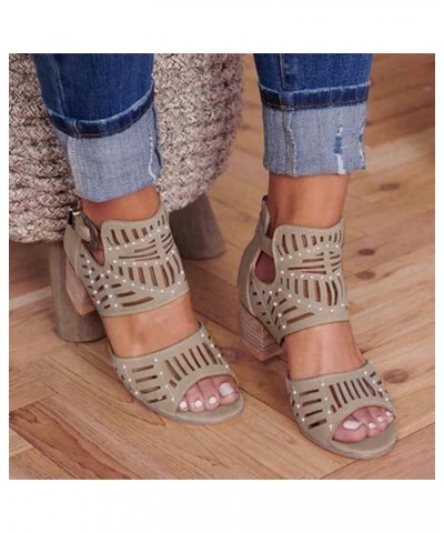 Sandals for Women Dressy Summer Wedge Sandals Beach Sandals Platform Hollow Out Gold Shoes Womens Sandals for Khaki $15.03 Sa...