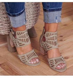 Sandals for Women Dressy Summer Wedge Sandals Beach Sandals Platform Hollow Out Gold Shoes Womens Sandals for Khaki $15.03 Sa...