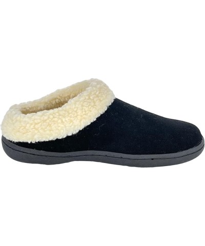 Womens Slipper Suede Leather With Faux Sherpa Collar JMH1894 - Plush Memory Foam Footbed - Indoor Outdoor House Slippers For ...