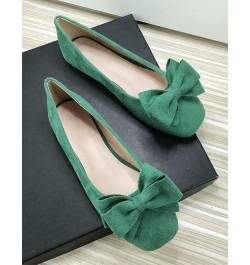 Women's Casual Flats Comfortable Suede Square Toe Bowkont Dress Flats Slip On Ballet Shoes Soft Walking Flats A Mustard Green...