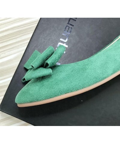 Women's Casual Flats Comfortable Suede Square Toe Bowkont Dress Flats Slip On Ballet Shoes Soft Walking Flats A Mustard Green...