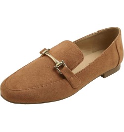 Women's Fashion Trim Deco Loafer Slippers Bar Trim Camel Faux Suede $17.94 Loafers & Slip-Ons