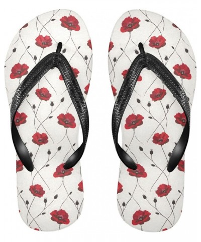 Flip Flops for Women Men Watercolor Flowers Poppy Flip Flops Womens Slides Men Sandals Shower Slippers Summer Non-Slip Flipfl...