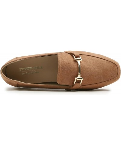 Women's Fashion Trim Deco Loafer Slippers Bar Trim Camel Faux Suede $17.94 Loafers & Slip-Ons