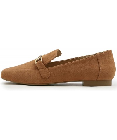 Women's Fashion Trim Deco Loafer Slippers Bar Trim Camel Faux Suede $17.94 Loafers & Slip-Ons