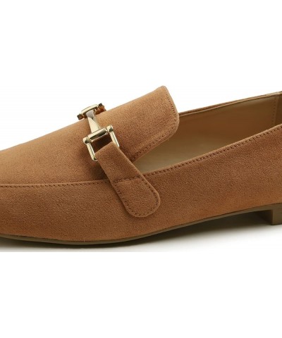 Women's Fashion Trim Deco Loafer Slippers Bar Trim Camel Faux Suede $17.94 Loafers & Slip-Ons