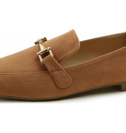 Women's Fashion Trim Deco Loafer Slippers Bar Trim Camel Faux Suede $17.94 Loafers & Slip-Ons