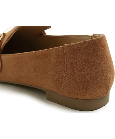 Women's Fashion Trim Deco Loafer Slippers Bar Trim Camel Faux Suede $17.94 Loafers & Slip-Ons