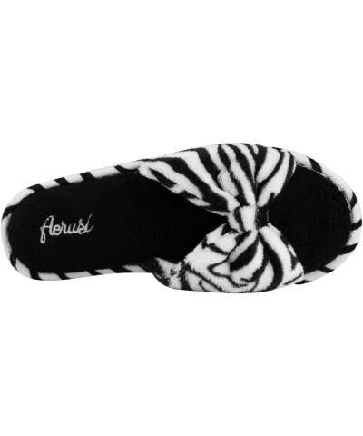 Women's Terry Spa Slip On Open Toe Slippers Slide Slipper with Cute Bowknot for Indoor Outdoor Comfort White Stripe $10.79 Sl...