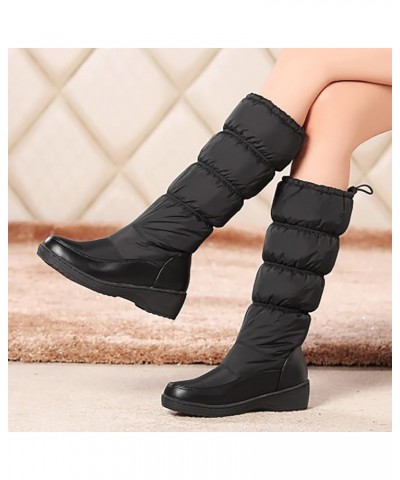 Women's Snow Boots Winter Waterproof Fur Lined Frosty Warm Anti-Slip Boot Mid-Calf Boots Lace Up Thick Heels Shoes Xi1-black ...