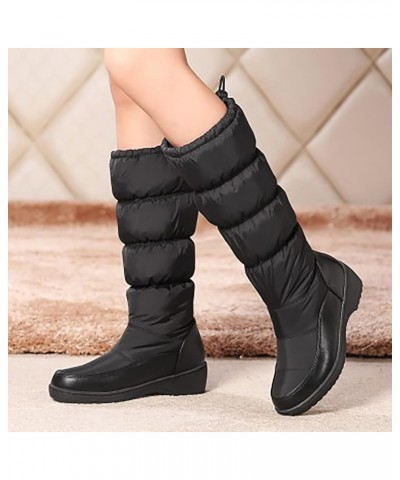 Women's Snow Boots Winter Waterproof Fur Lined Frosty Warm Anti-Slip Boot Mid-Calf Boots Lace Up Thick Heels Shoes Xi1-black ...