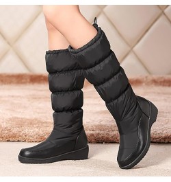 Women's Snow Boots Winter Waterproof Fur Lined Frosty Warm Anti-Slip Boot Mid-Calf Boots Lace Up Thick Heels Shoes Xi1-black ...