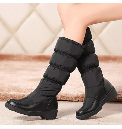 Women's Snow Boots Winter Waterproof Fur Lined Frosty Warm Anti-Slip Boot Mid-Calf Boots Lace Up Thick Heels Shoes Xi1-black ...