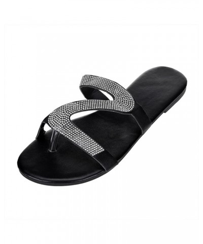 Women Sandals Solid Crystal Roman Plus-size Flat Slippers Sandals Shoes Plush Slipper Socks Casual Sandals Comfy Silver $10.3...