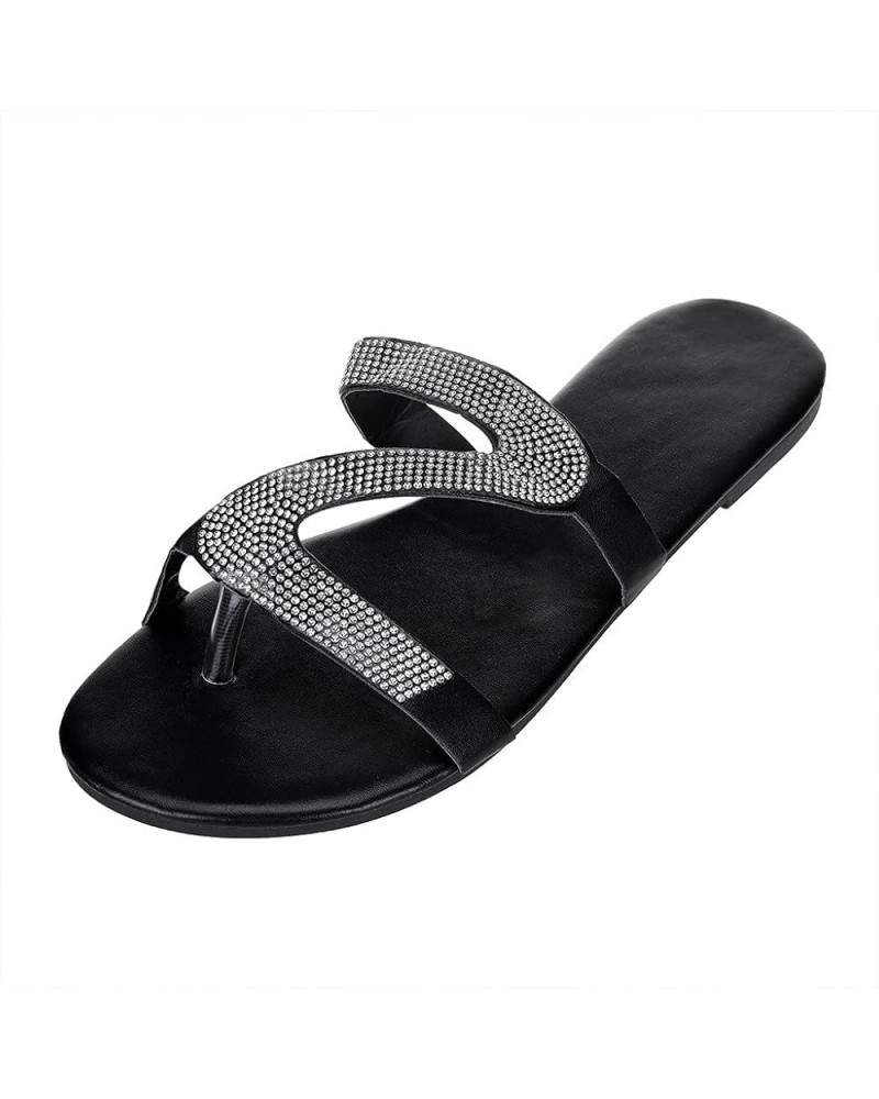 Women Sandals Solid Crystal Roman Plus-size Flat Slippers Sandals Shoes Plush Slipper Socks Casual Sandals Comfy Silver $10.3...