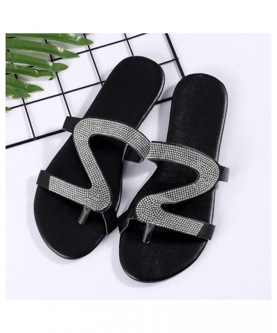 Women Sandals Solid Crystal Roman Plus-size Flat Slippers Sandals Shoes Plush Slipper Socks Casual Sandals Comfy Silver $10.3...