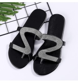 Women Sandals Solid Crystal Roman Plus-size Flat Slippers Sandals Shoes Plush Slipper Socks Casual Sandals Comfy Silver $10.3...