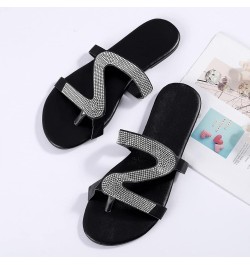 Women Sandals Solid Crystal Roman Plus-size Flat Slippers Sandals Shoes Plush Slipper Socks Casual Sandals Comfy Silver $10.3...