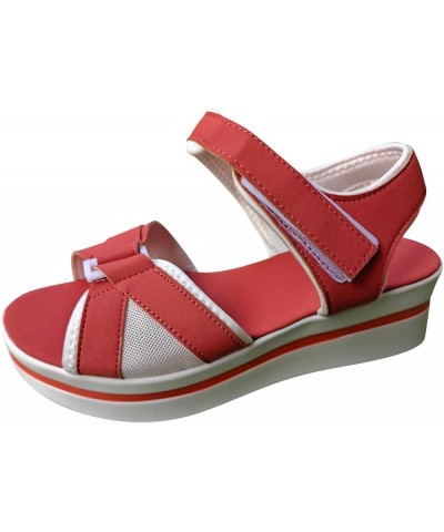 Platform Heels Shoes For Women Wedges Heels Women Lug Sole Platform Mid Chunky Heel Loafers Sandals Red Women Pink-a $12.20 O...