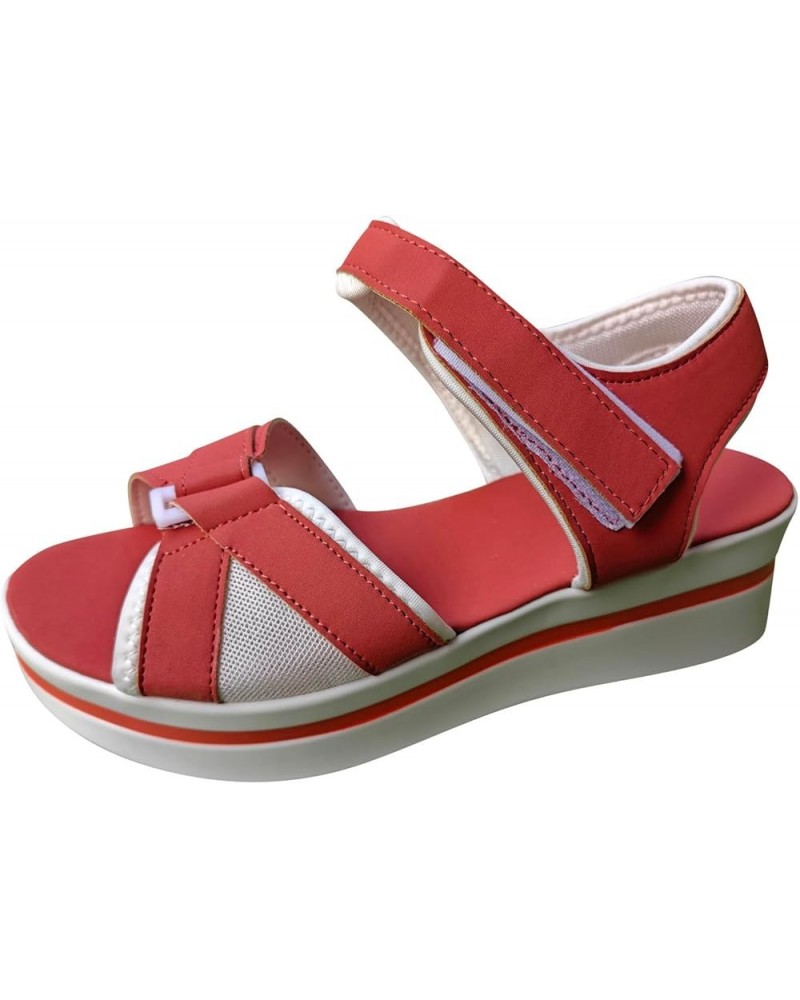 Platform Heels Shoes For Women Wedges Heels Women Lug Sole Platform Mid Chunky Heel Loafers Sandals Red Women Pink-a $12.20 O...