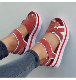 Platform Heels Shoes For Women Wedges Heels Women Lug Sole Platform Mid Chunky Heel Loafers Sandals Red Women Pink-a $12.20 O...