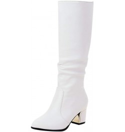 Fall Boots 2023 Trendy Tall White Boots for Women Wide Calf Brown Boots for Women Mid Calf Wedge Botas Para Damas Negras Wome...