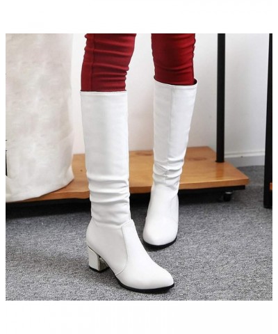 Fall Boots 2023 Trendy Tall White Boots for Women Wide Calf Brown Boots for Women Mid Calf Wedge Botas Para Damas Negras Wome...