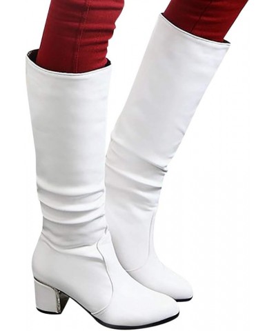 Fall Boots 2023 Trendy Tall White Boots for Women Wide Calf Brown Boots for Women Mid Calf Wedge Botas Para Damas Negras Wome...