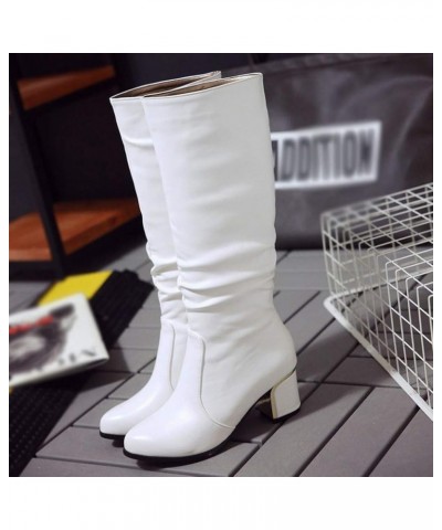 Fall Boots 2023 Trendy Tall White Boots for Women Wide Calf Brown Boots for Women Mid Calf Wedge Botas Para Damas Negras Wome...