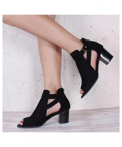 Summer Sandals for Women 2024,Sandals for Women Dressy Summer Breathable Hollow Out Chunky Low Heel Sandals with Buckle Black...