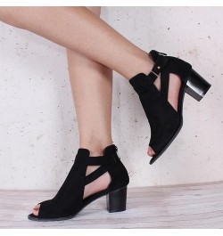 Summer Sandals for Women 2024,Sandals for Women Dressy Summer Breathable Hollow Out Chunky Low Heel Sandals with Buckle Black...