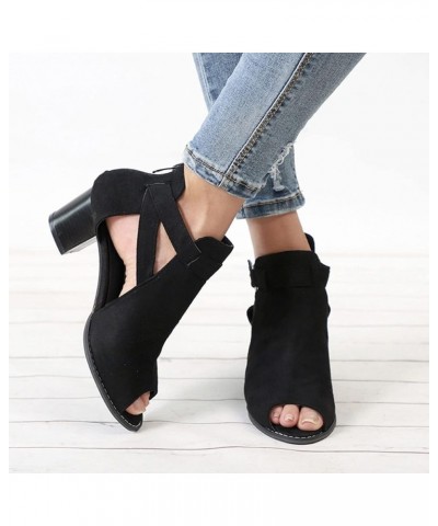 Summer Sandals for Women 2024,Sandals for Women Dressy Summer Breathable Hollow Out Chunky Low Heel Sandals with Buckle Black...