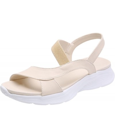 Women'S Impact Ankle-Strap Sport Platform Sandals Flats For Women Sandals Women Womens Closed Toe Sandals Outdoor Hiki Beige-...