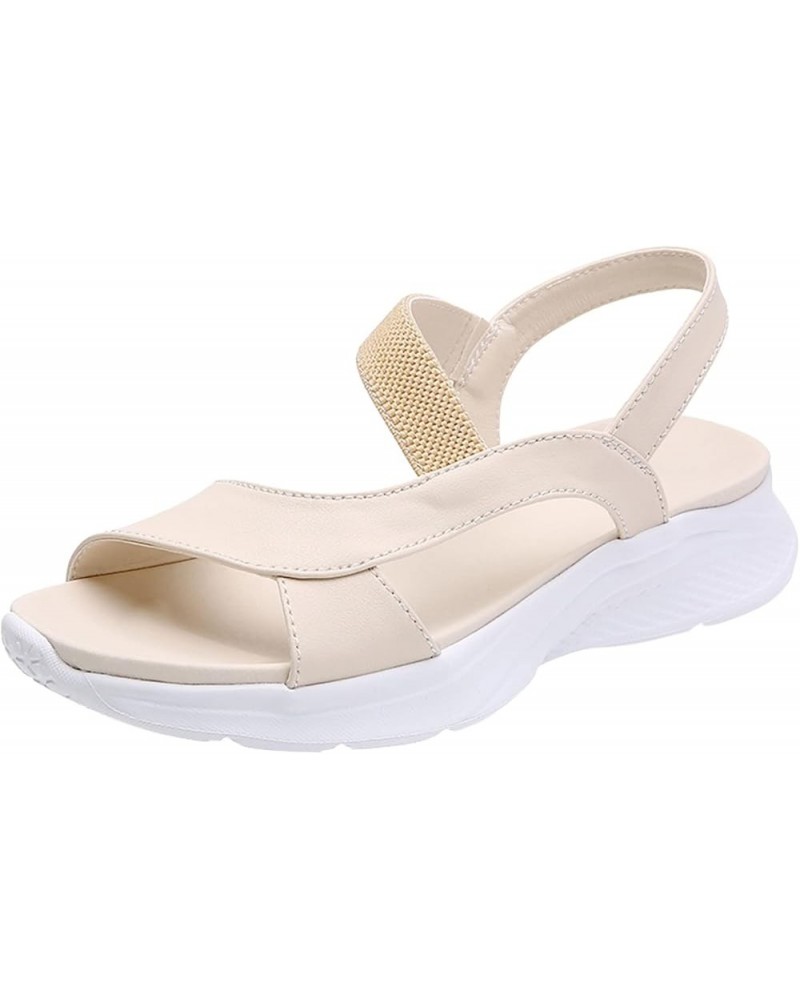 Women'S Impact Ankle-Strap Sport Platform Sandals Flats For Women Sandals Women Womens Closed Toe Sandals Outdoor Hiki Beige-...