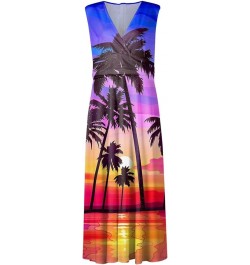 Hawaiian Dresses for Women Sleeveless Sexy V Neck Sun Dresses Plus Size Flowy Dresses 2024 Vacation Beach Dresses 4-hot Pink ...