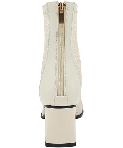 Ladies Zip Square Toe Mesh Chelsea Riding Boots Beige Ankle $33.99 Boots