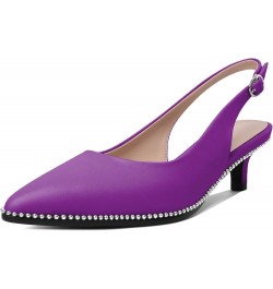 Women's Slingback Kitten Heels Pointed Toe Low Heel Pumps Ankle-Strap with Beaded Pumps Dress Shoes 1.6 Inches Matte Purple $...