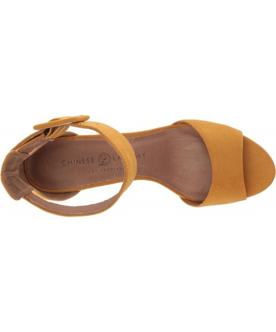 Women's Heeled Sandal Yellow Suede $28.84 Sandals