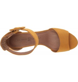 Women's Heeled Sandal Yellow Suede $28.84 Sandals