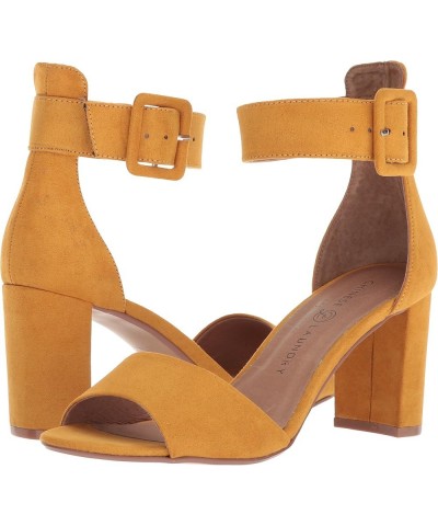 Women's Heeled Sandal Yellow Suede $28.84 Sandals