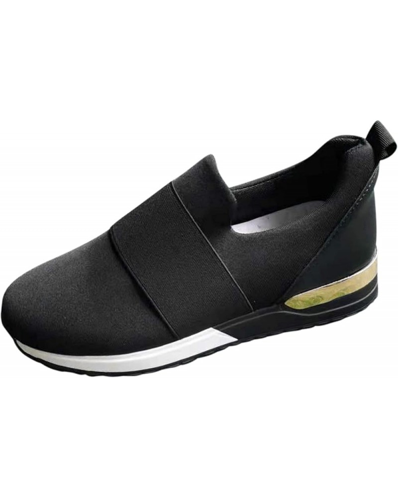 Business Casual Sneakers for Women 2023 Trendy Zapatos para Mujer De Vestir Comodos Trabajo Black and Gold Gym Shoes for Wome...