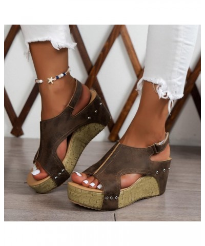 Platform Sandals Women, Sandals Women Dressy Summer Wedge New Leather Open Toe Summer Sandals with Arch Support Brown $14.29 ...