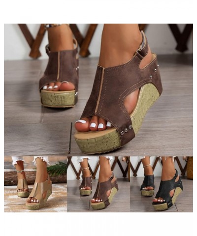 Platform Sandals Women, Sandals Women Dressy Summer Wedge New Leather Open Toe Summer Sandals with Arch Support Brown $14.29 ...