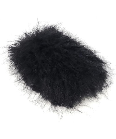 Women's Fluffy Faux Fur Slip On Flat Sandal Furry Fuzzy Slippers Gata-01 Black $13.34 Slippers