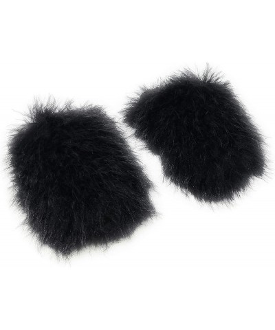 Women's Fluffy Faux Fur Slip On Flat Sandal Furry Fuzzy Slippers Gata-01 Black $13.34 Slippers