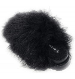 Women's Fluffy Faux Fur Slip On Flat Sandal Furry Fuzzy Slippers Gata-01 Black $13.34 Slippers