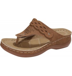 Fashion Shoes for Ladies Summer Wedges Shoes Women Slippers Bohemian Sandals Flip Flops Slipper Boots for Women 7 Brown $9.56...