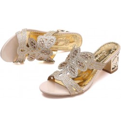 Square Heel Sandals, FarJing Women's Ladies Bohemia Crystal Roma Slipper Sandals Peep Toe Casual Heel High Shoes Beige $12.13...