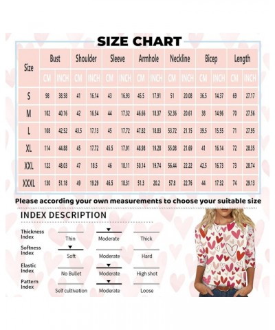 Valentine's Day Shirt for Women Women Love Heart Print Shirt 3/4 Sleeve T-Shirt Womens Tops 2024 Trendy Casual Loose Tee Top ...