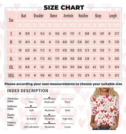 Valentine's Day Shirt for Women Women Love Heart Print Shirt 3/4 Sleeve T-Shirt Womens Tops 2024 Trendy Casual Loose Tee Top ...